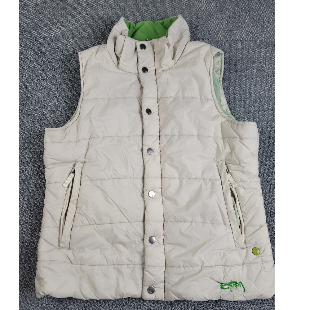Burton Vest Women's Small Rancher Puffy Vest Cream Green Ski Snowboard Insulate